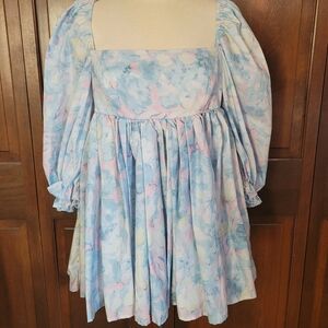 Medium Selkie Inspired Cotton Candy Mini Babydoll Puff Sleeve Dress
